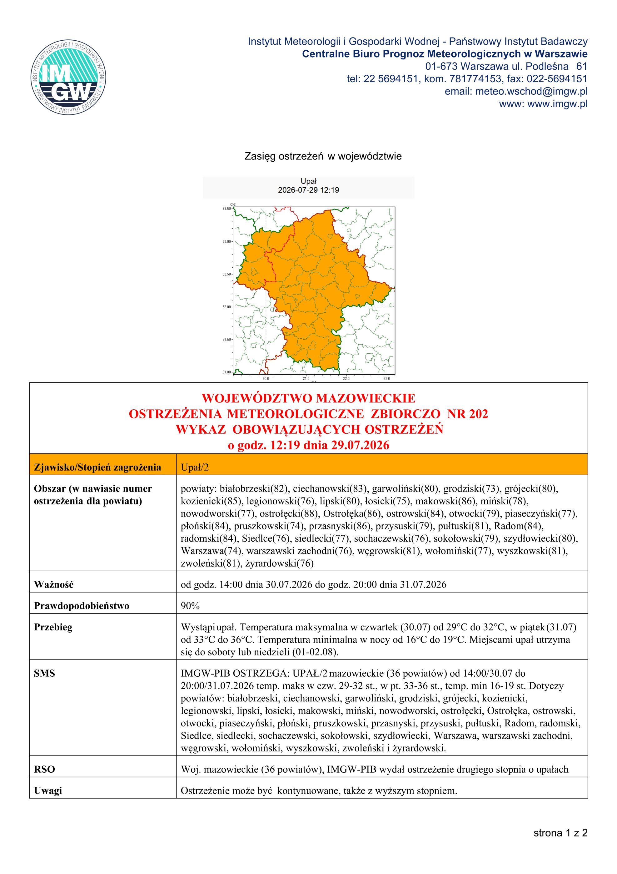 mapa upał&oacute;w
