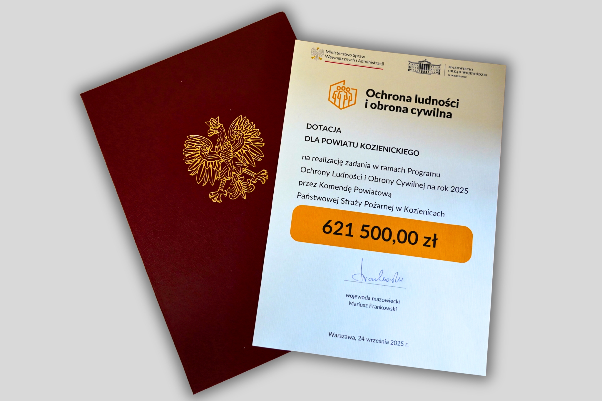 PONAD 620 TYS. ZŁ DLA KOMENDY POWIATOWEJ PSP W KOZIENICACH  NA WZMOCNIENIE BEZPIECZEŃSTWA