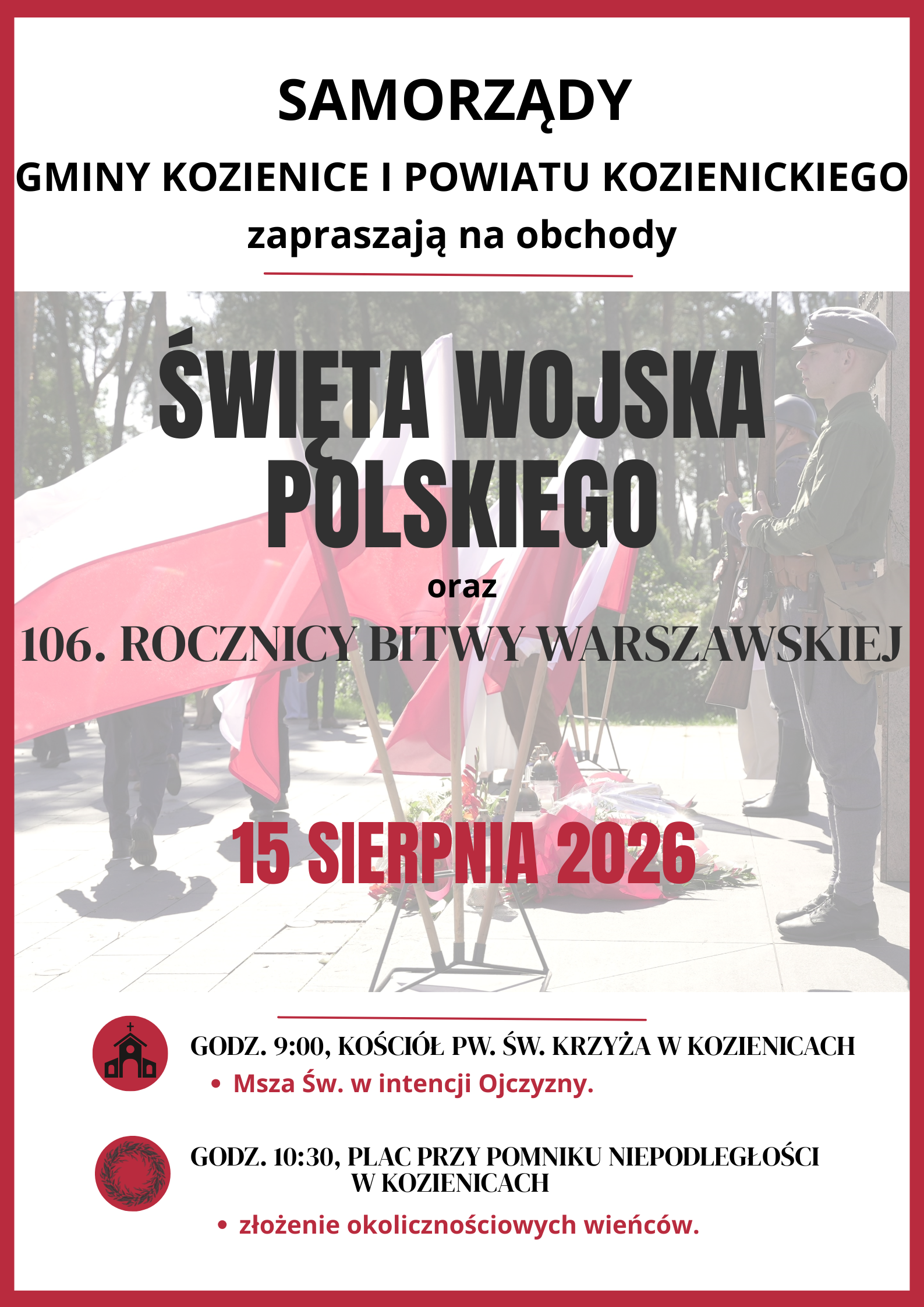 OBCHODY ŚWIĘTA WOJSKA POLSKIEGO ORAZ 106. ROCZNICY BITWY WARSZAWSKIEJ 