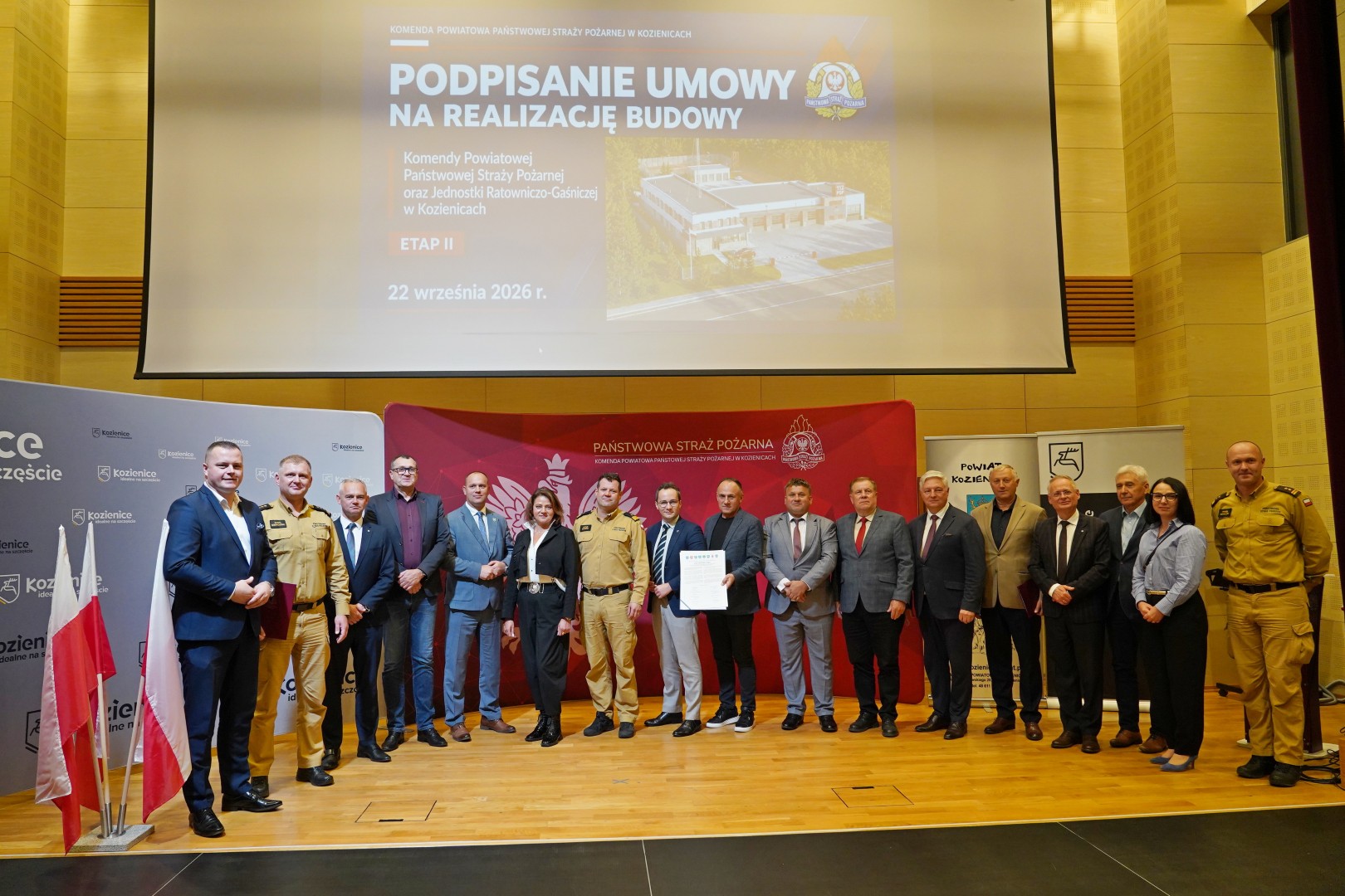 PODPISANO UMOWĘ NA II ETAP BUDOWY NOWEJ SIEDZIBY KOMENDY POWIATOWEJ PSP W KOZIENICACH