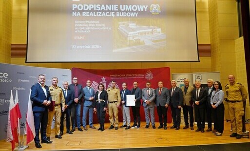 PODPISANO UMOWĘ NA II ETAP BUDOWY NOWEJ SIEDZIBY KOMENDY POWIATOWEJ PSP W KOZIENICACH