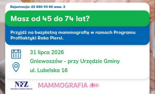 mammografia Gniewoszów plakat